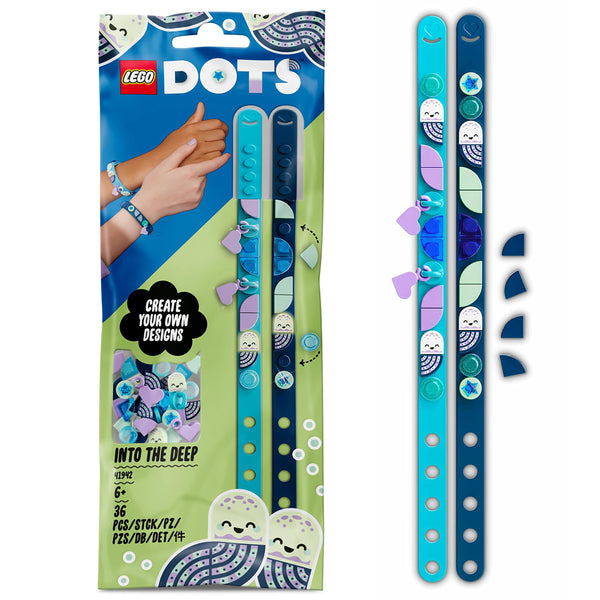 LEGO 41942 DOTS Into the Deep Bracelets with Charms Set, Toy Jewellery Making Kit with Glow in the Dark Tiles, Creative Craft Kits for Kids Age 6 plus