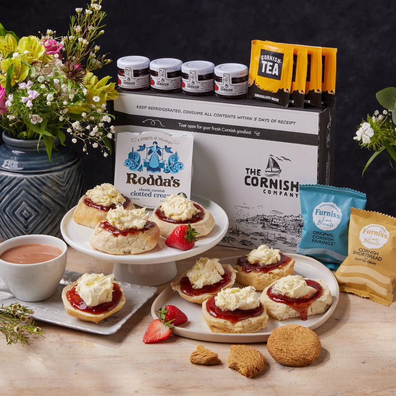 The Cornish Company Afternoon Tea Hamper – Deluxe Tea Set Hamper Gifts for Women Includes Fresh Scones, Biscuits – Birthdays, Anniversaries & Special Occasions - Gift Guide