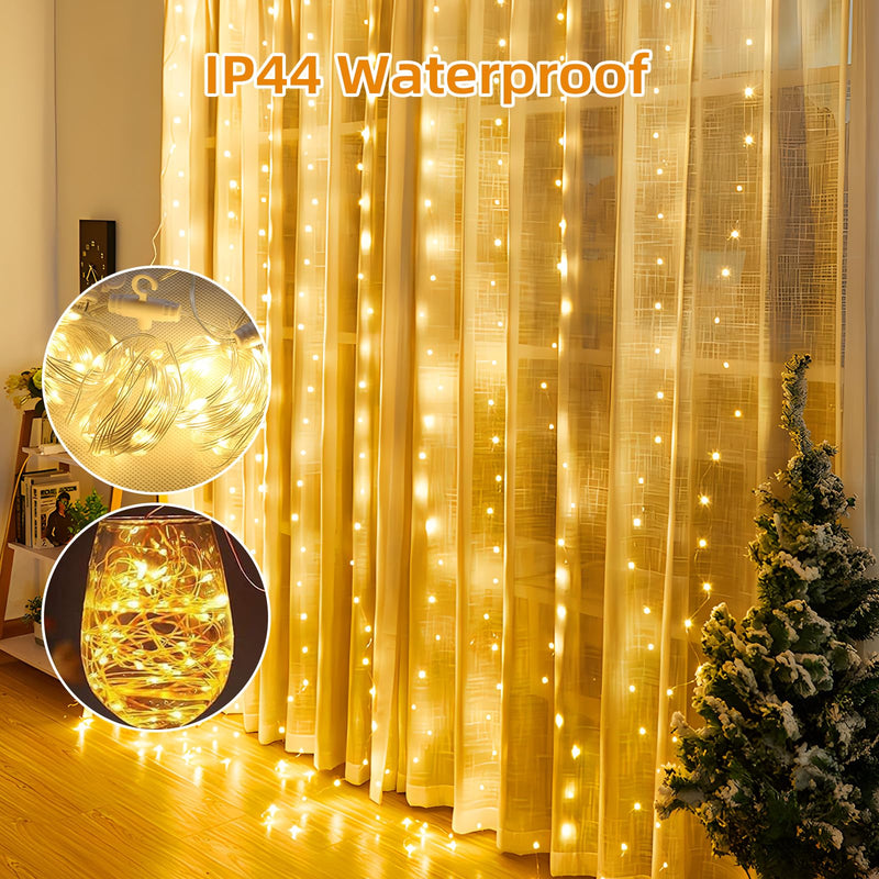 Jsdoin Curtain Fairy Lights, 3.6m x 3m 360leds USB Operated 8 Modes String Light Indoor Outdoor Waterproof Hanging Window Lights with Hooks for Christmas, Wedding, Party,Wall, Home Decorations - Gift Guide