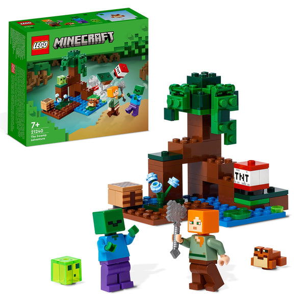 LEGO Minecraft The Swamp Adventure, Building Game Construction Toy with Alex and Zombie Figures in Biome, Birthday Gift Idea for Kids Aged 8+ 21240