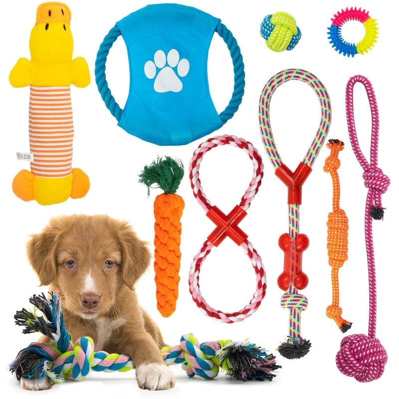 Fur & Bone 10 Pack Dog Chew Toys | Puppy Toys Dog Toys for Boredom | Indestructible Dog Toys with Rope Toys, Squeaky Toy | Dog Toy, Dog Teething Toys for Small & Medium Dogs | Dog - Gift Guide