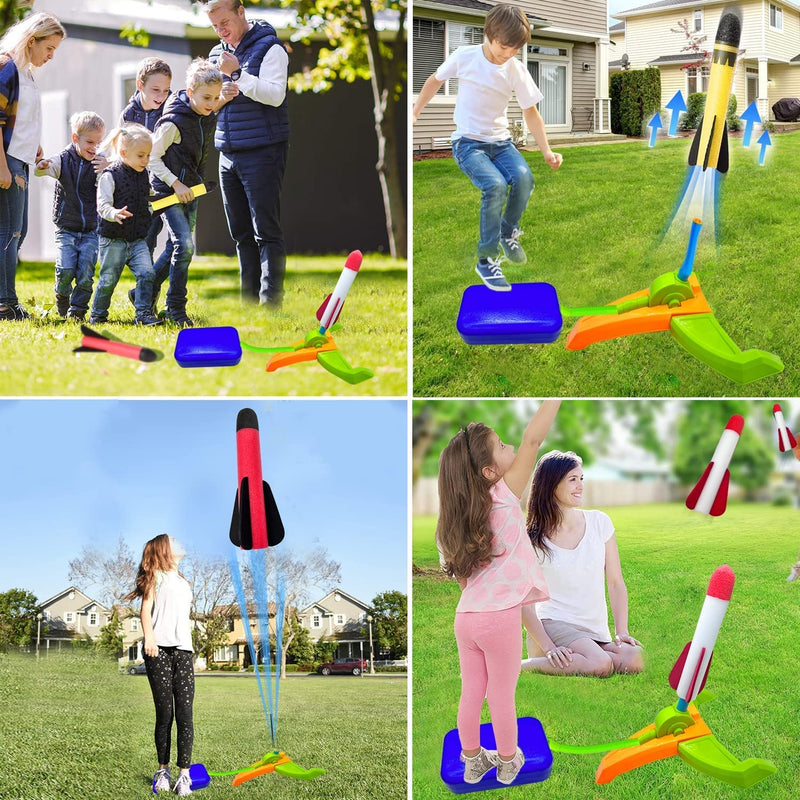 TODARRUN Foam Rocket Launcher For Kids Age 3 4 5 6 7 8+, Fun Catapult Rocket Toys Boys Toys Age 3-12 Girls Gift Rocket Kids Outdoor Toys - Gift Guide