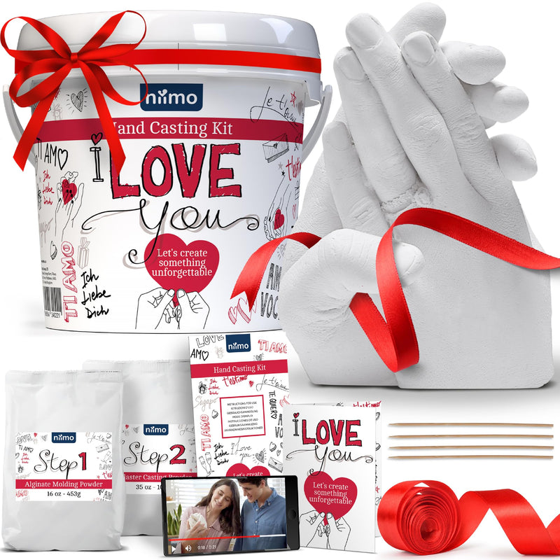 Niimo 'I Love You' Couples Hand Casting Kit - Skin-Safe Hand Cast Kit, Couples Hand Mold Casting Kit, Wedding Gifts for Couple, Personalised Gifts for Couples Unique