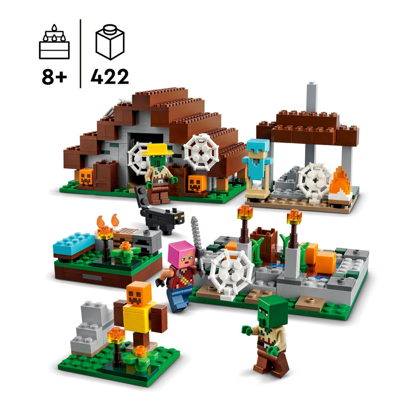 LEGO 21190 Minecraft The Abandoned Village Construction Set With Zombie Hunter Campsite, Workshop, House and Farm Toy, Plus Villager and Cat Figures, Creative Gifts for Kids, Boys & Girls