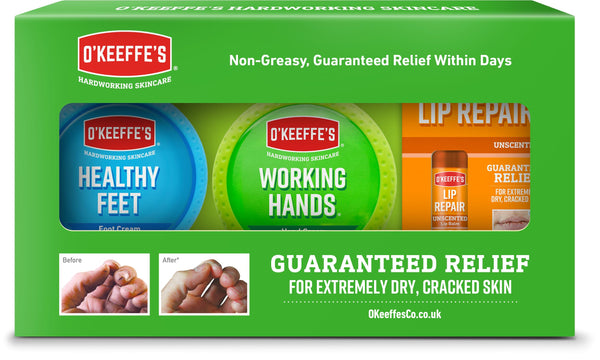 O’Keeffe’s Skincare Gift Pack - Working Hands 96g, Healthy Feet 91g and Lip Repair 4.2g - Gift Guide