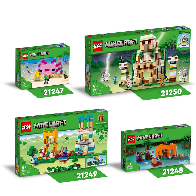 LEGO 21249 Minecraft The Crafting Box 4.0, 2in1 Playset; Build River Towers or Cat Cottage, with Alex, Steve, Creeper and Zombie Mobs Figures, Action Toys for Kids, Boys, Girls