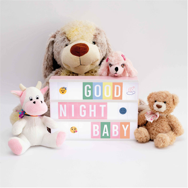 Pink Cinema Light Box with 400 Letters, Emojis & 2 Markers – BONNYCO | A4 Led Light Box for Kids, Girl Room Decor, Home | Letter Board Girls Birthday Presents, Novelty Gifts for Women at Christmas