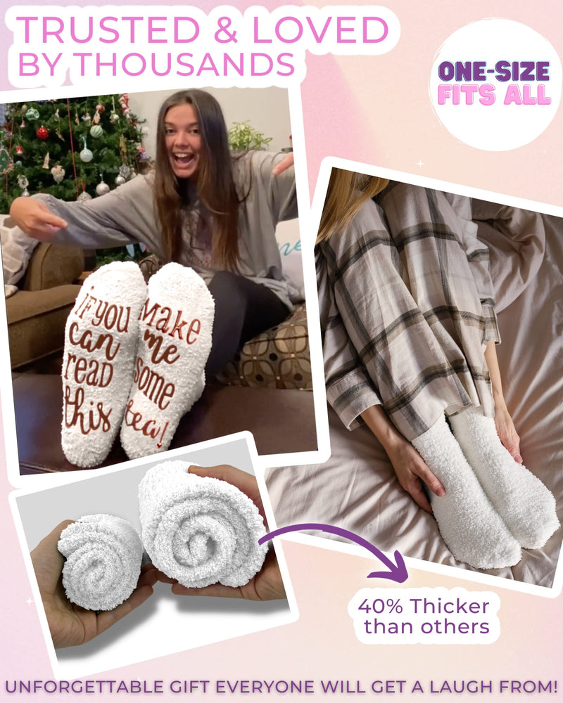 LUXE LIFESTYLE Gifts for Her - Funny “If You Can Read This Bring Me Some Tea!” Cupcake Socks - Birthday Gifts for Women