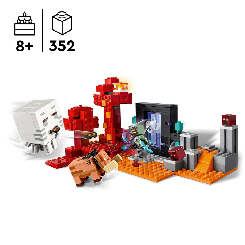 LEGO Minecraft The Nether Portal Ambush Adventure Set, Building Toys for Boys and Girls with Battle Scenes, Iconic Characters & Mobs Figures from the Game, Gifts for Kids 8 Plus Years Old 21255