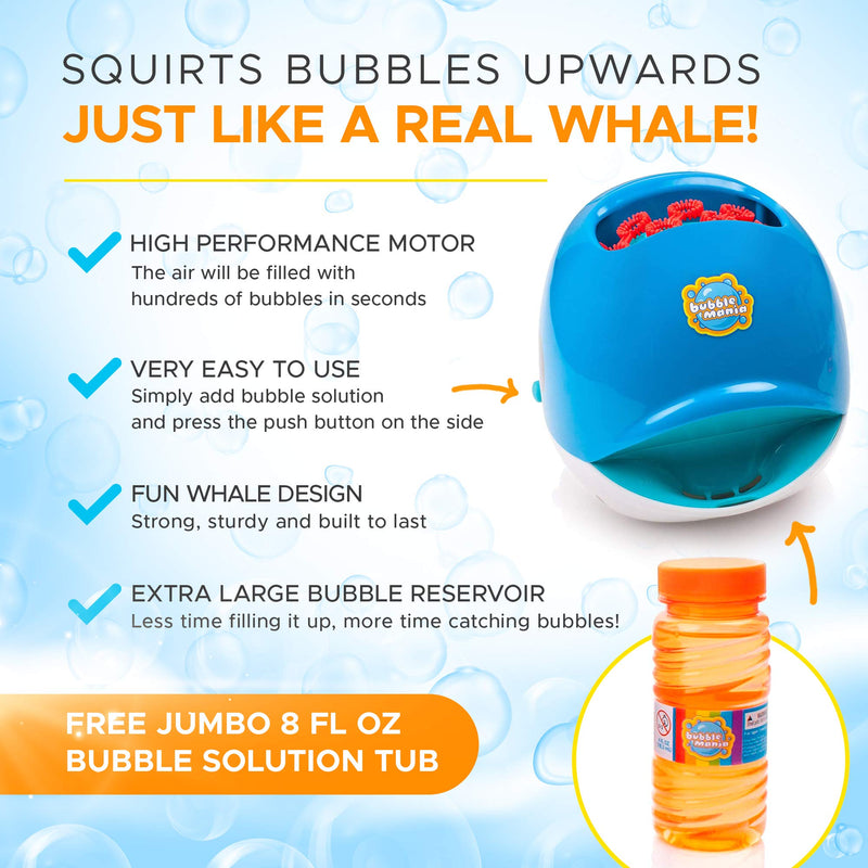 Bubble Mania Bubble Machine - Bubble Blower Whale For Kids - Automatic Bubble Maker Machine