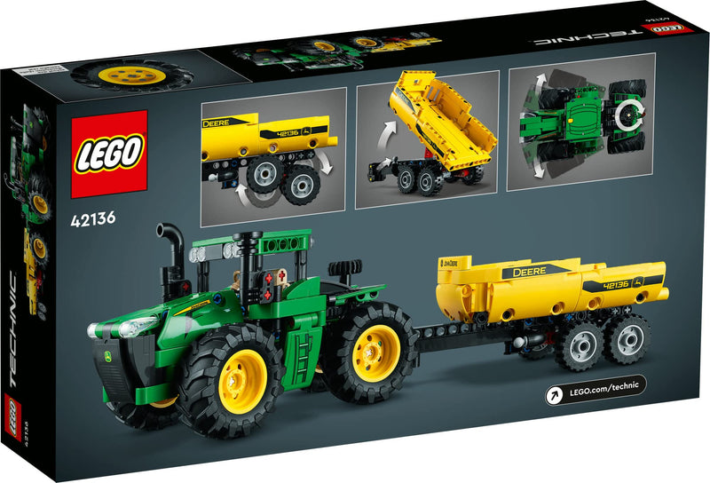 LEGO Technic John Deere 9620R 4WD Tractor Toy with Tipping Trailer, Classic Style Farm Toys for Kids, Boys & Girls 8 Plus Years Old, Collectible Model Building Set 42136