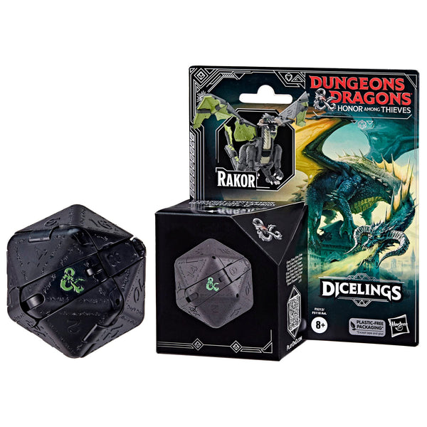 Dungeons & Dragons Honor Among Thieves D&D Dicelings Black Dragon Rakor Collectible D&D Monster Dice Converting Giant d20 Action Figures Role Playing Dice