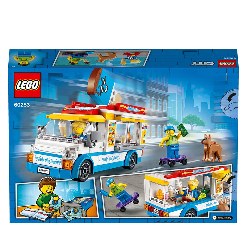 LEGO City Ice-Cream Van 60253 Playset, Featuring an Ice-Cream Van, Ice-Cream Lady and Skateboarder Minifigures, and a Cute Dog Figure; Great Gift for Kids (200 Pieces)