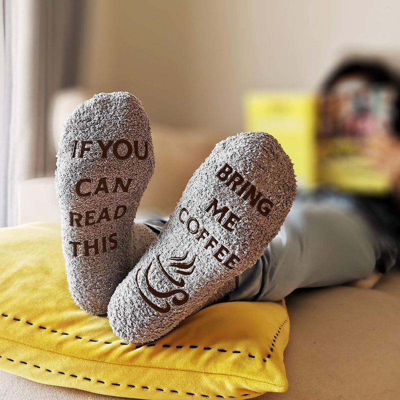 Bring Me Funny Fuzzy Socks Novelty Calender Birthday Valantine Gift for Women Wife Daughter Girlfriend, Coffee Socks, for 5-14