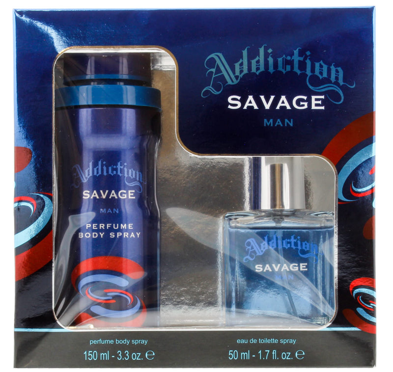 Addiction Savage - MEN perfume body spray + Eau De Toilette spray Gift Set