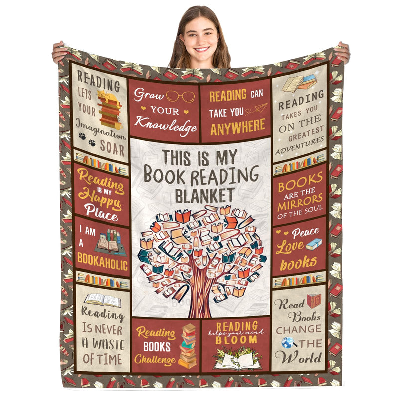 Fiwbnasz Book Lovers Blanket Gift, Book Reading Librarian Gifts Throw Blanket 50"x60", Book Club Gifts for Reading Lover Bookish, Book Lover Birthday Christmas Graduation Blanket Gift
