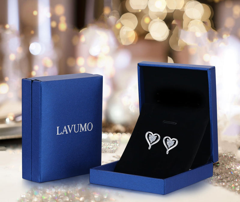 LAVUMO Sterling Silver Earrings for Women Silver Gold Rose Gold Stud Heart Earrings Set Hypoallergenic Jewellery for women Birthday Anniversary Christmas Valentine Gifts for Her