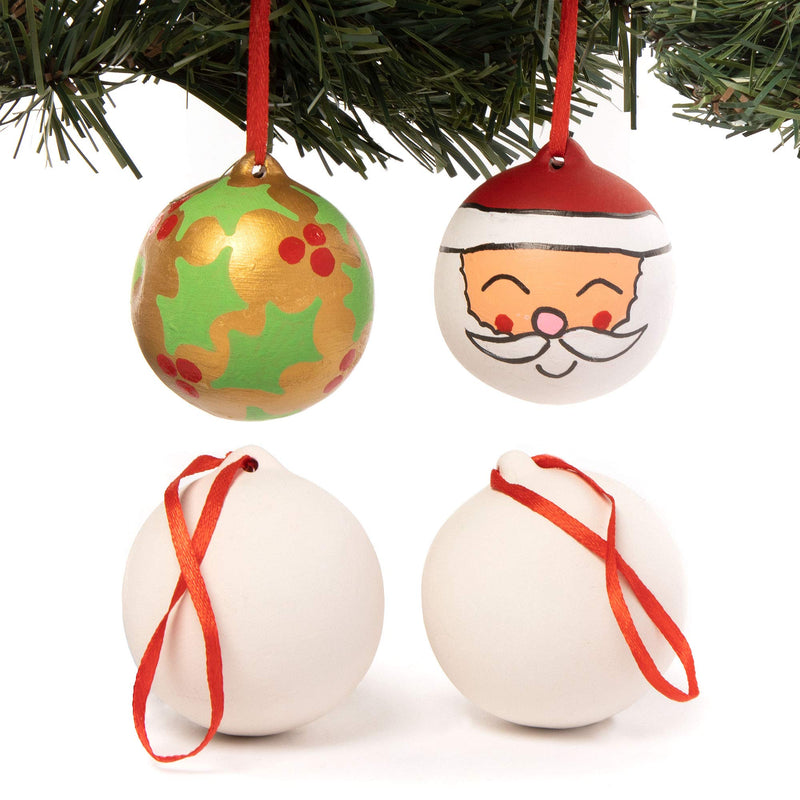 Baker Ross EX5152 Make Your Own Bauble, Ceramic Christmas Arts and Crafts for Kids to Decorate and Personalise Brown, 4 Count (Pack of 1) - Gift Guide