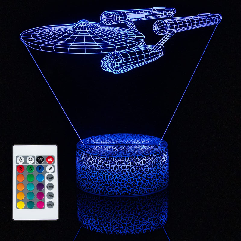 Smalody Night Lights 3D Optical Illusion Multi-Colored Change Touch Controlled Desk Lamp Battleship Bedside Lamp Christmas Gifts Birthday Gifts