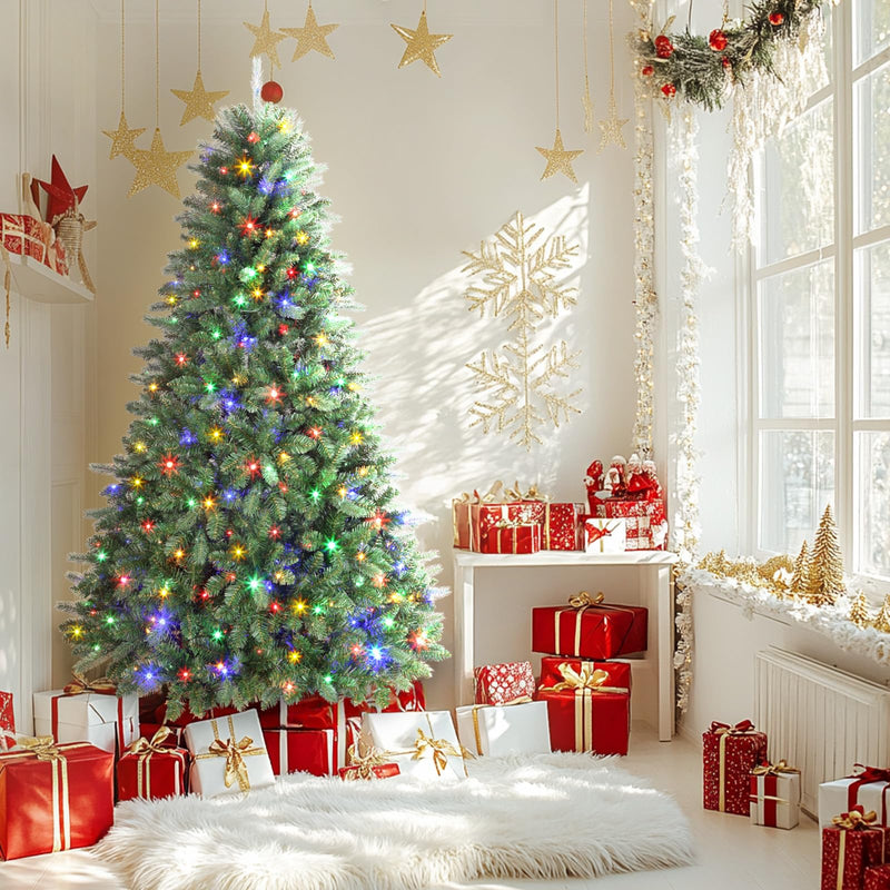 SHareconn 6FT Pre-Lit Artificial Christmas Tree with 330 Warm White & Multicolor LED Lights, 8 Light Modes, Xmas Tree with 1018 PE & PVC Branch Tips, Metal Stand, Easy Assembly and Foldable - Gift Guide