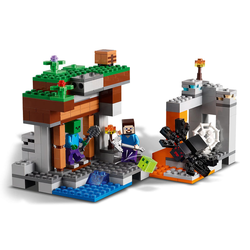 LEGO Minecraft The Abandoned Mine Building Toy, Zombie Cave with Slime, Steve & Spider Figures, Gift idea for Kids, Boys and Girls Age 7 plus 21166