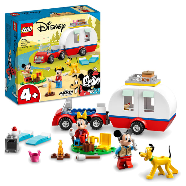 LEGO 10777 Disney Mickey Mouse and Minnie Mouse's Camping Trip Building Toy with Camper Van, Car & Pluto Figure, for Kids 4 Plus Years Old