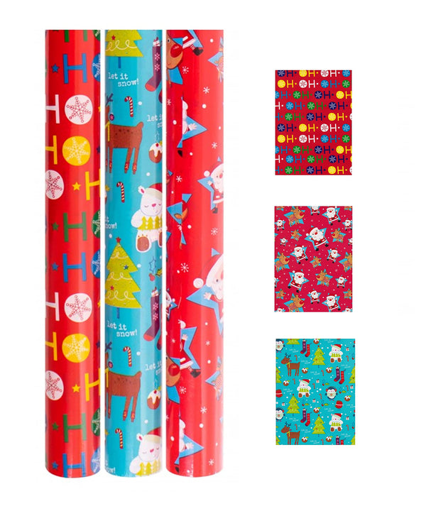 Christmas Wrapping Paper 3 Rolls x 20M Presents Gift Wrap Xmas Party - 60 Metres Total - Gift Guide