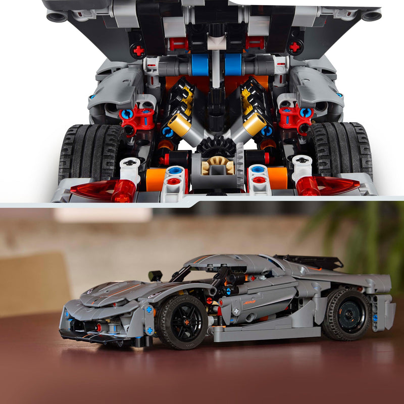 LEGO Technic Koenigsegg Jesko Absolut Grey Hypercar, Race Car Building Toy Set for Boys, Girls & Kids Aged 10 Plus, Buildable Vehicle Model Kit, Introduction to Engineering, Birthday Gift Idea 42173