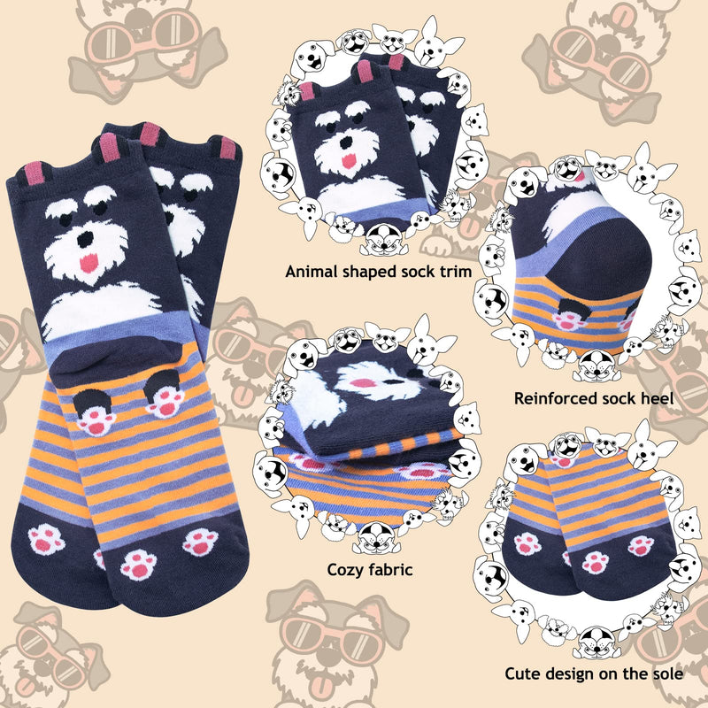 Justay Comf 5 Pairs Women Socks Animal Cat Dog Socks Funny Cute Socks Gift for Ladies Socks Novelty One Size Black