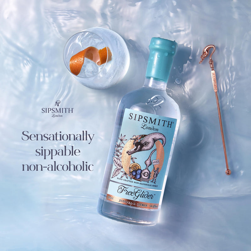 Sipsmith | FreeGlider | Craft | Non Alcoholic | Made with Distilled Botanicals | Yuzu & Orange | Juniper & Capiscum | 0.5% ABV | 70cl