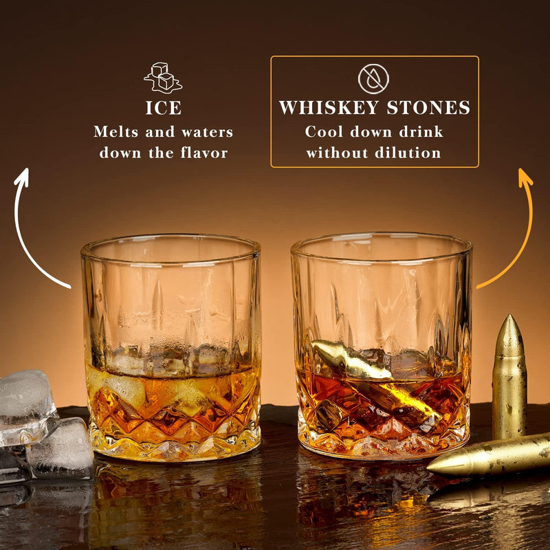 Whiskey Christmas Mens Gift Set with 6 Pcs Stones and Bag, Whisky Stones Gifts for Men Him Husband, Secret Santa Whisky Rocks Reusable Ice Cube for Bourbon Scotch Gin, Xmas Presents Stocking Fillers
