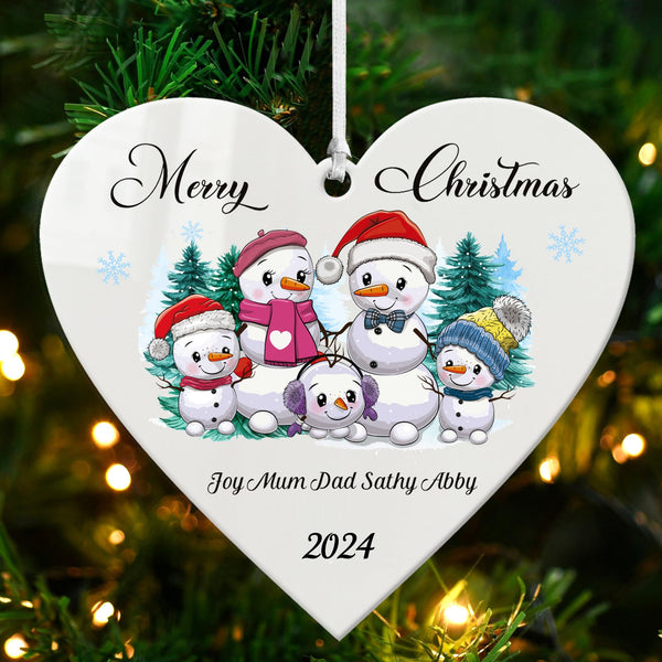 Personalised Christmas Tree Decorations Christmas Baubles Ornaments Custom Xmas Tree Bauble for Family 2024 Christmas Decorations White Acrylic Xmas Tree Decor(Heart, Family of 5) - Gift Guide