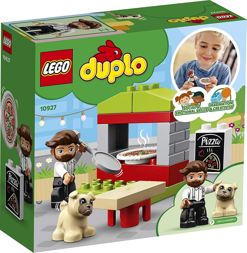 LEGO 10927 DUPLO Town Pizza Stand Playset with Pizza and Dog Figure, Large Bricks, Early Development Toy for Toddlers 2+ Year Old