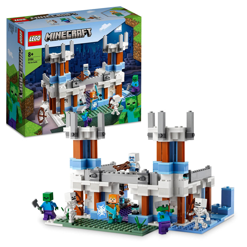 LEGO 21186 Minecraft The Ice Castle Toy, Gaming Set with Royal Warden, plus Zombie and Skeleton Mobs Figures, Birthday Gift Idea for Kids, Boys and Girls Aged 8 Plus