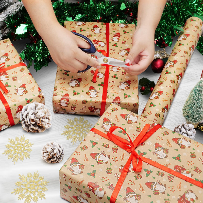 44cm×15M Christmas Wrapping Paper Roll,Recyclable Kraft Wrapping Paper Printed with Santa Claus for Birthday Xmas Party Gift Boxes Present Decorations - Gift Guide