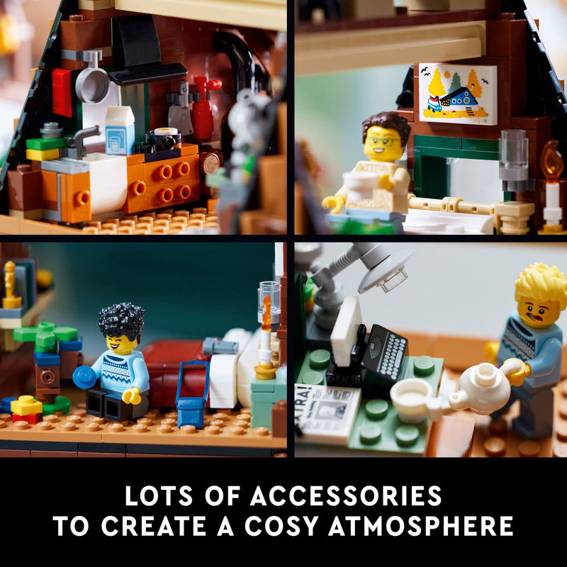 LEGO Ideas A-Frame Cabin 21338 Collectible Display Set, Buildable Model Kit for Adults, Gift for Nature and Architecture Lovers, Includes 4 Customizable Minifigures and 11 Animal Figures