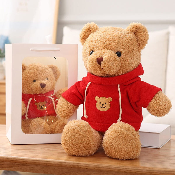 COLORS Teddy Bear Plush- cuddly soft toys - 30cm small brown bear - Cute Stuffed animal in T-shirt - Lovely Gift for Kids, Girls, boys, Girlfriend for Christmas, Valentine, birthday! (Brown-Red) - Gift Guide