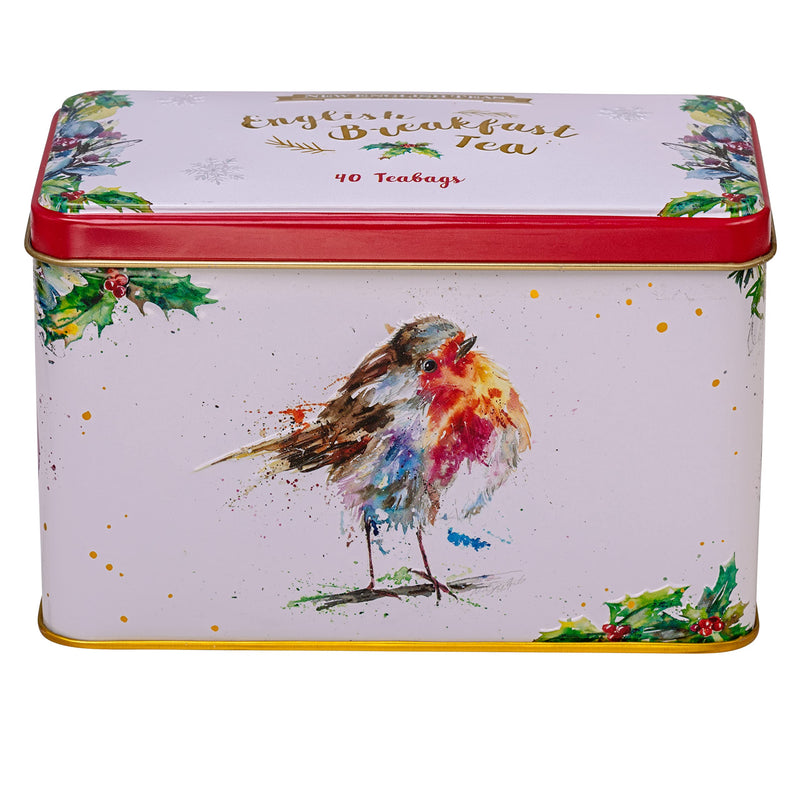 New English Teas Christmas Robin Tea Tin with 40 English Breakfast Teabags - Gift Guide