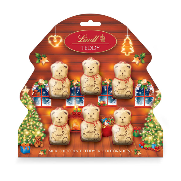 Lindt Milk Chocolate Teddy Gold Christmas Tree Decorations | Contains 6 Teddies, 60g | Stocking Filler for Him and Her | Gift Present for Adults and Kids - Gift Guide