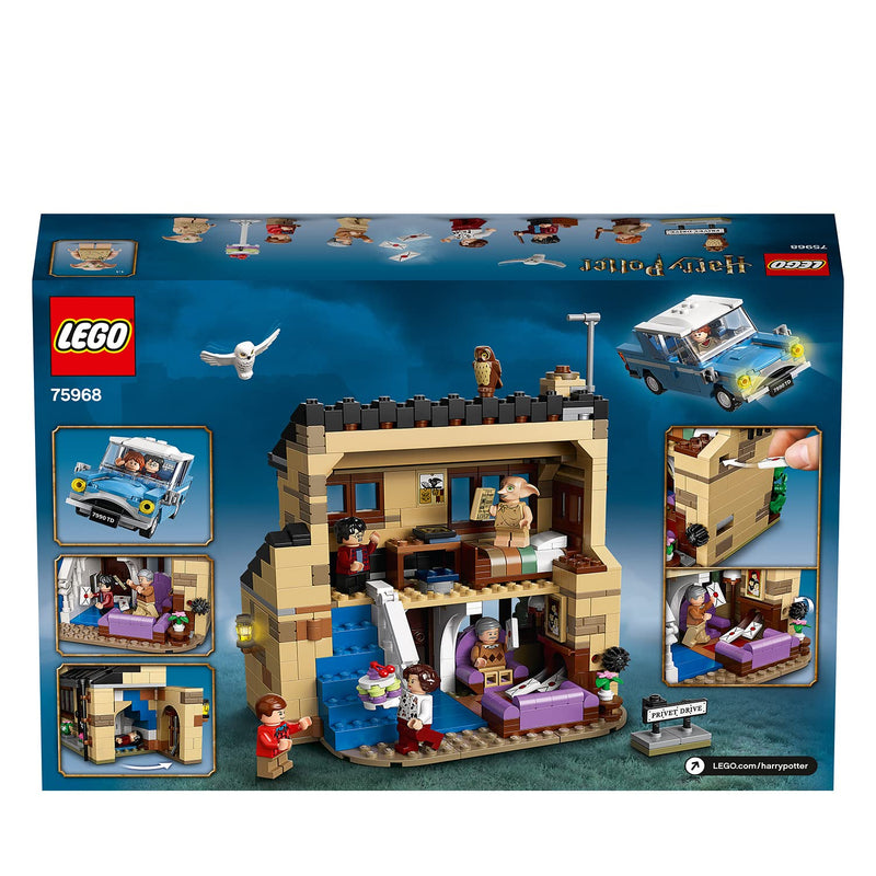 LEGO 75968 Harry Potter 4 Privet Drive House and Ford Anglia Car Toy, Wizarding World Gifts for Kids, Girls & Boys with Dobby Figure and Dursley Family