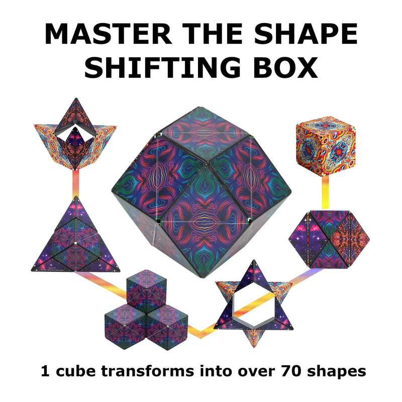 SHASHIBO Shape Shifting Box - Award-Winning, Patented Fidget Cube w/ 36 Rare Earth Magnets - Transforms Into Over 70 Shapes (Spaced Out)