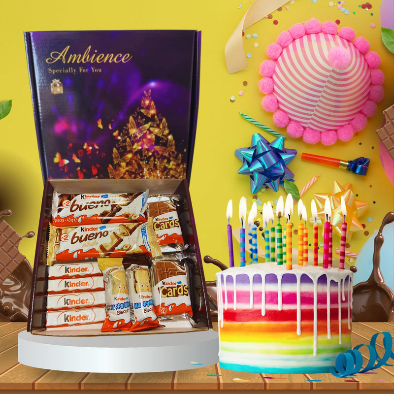 Kinder Bueno Chocolate Hamper Birthday Gifts For Her & Him Christmas Sweets Gift Box Mum Dad For Couple Valentine Presents Boyfriend Girlfriend Kids Women Mens Gift Set (Assoarted)