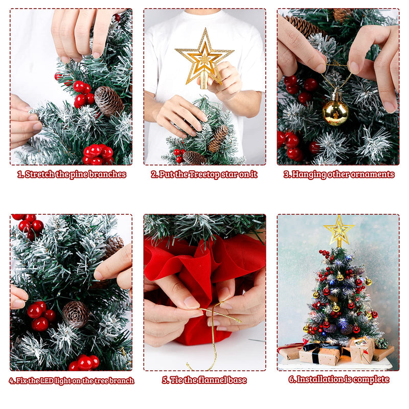 Fayavoo 60cm Mini Christmas Tree Artificial Tabletop Christmas Tree with Lights Christmas Baubles Ball Ornaments, Potted Small Xmas Tree with Christmas Tree Star for Christmas Decorations - Gift Guide