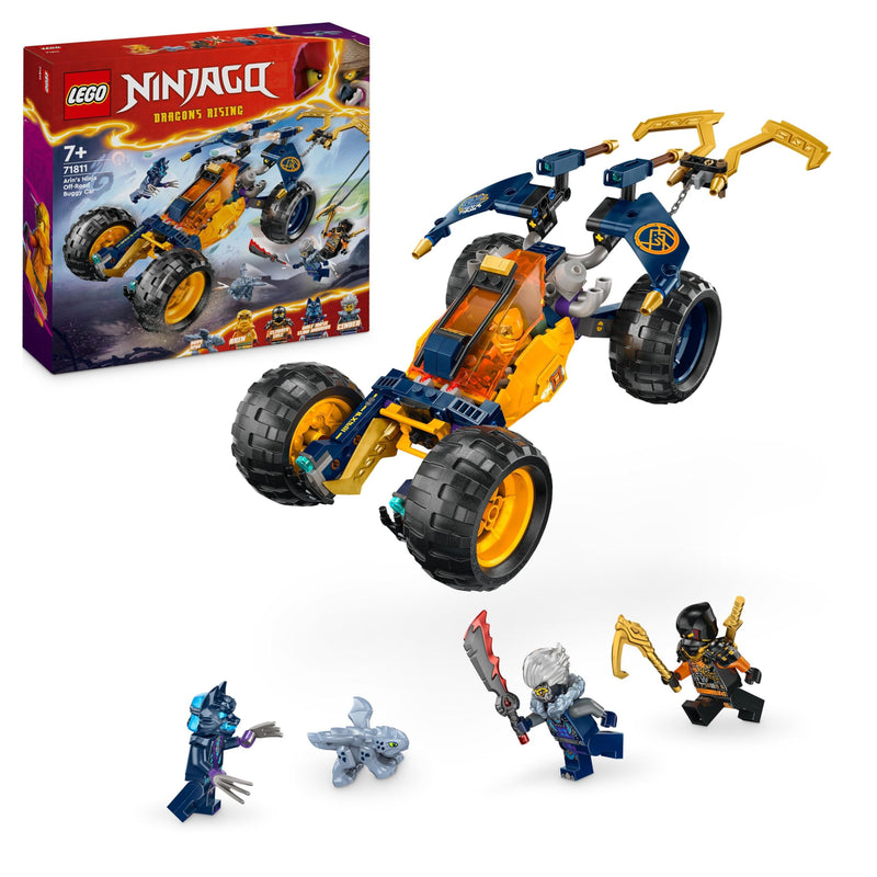 LEGO NINJAGO Arin’s Ninja Off-Road Buggy Car Toy, Dragons Rising Set with Dragon Figure and 4 Ninja Character Minifigures for 7 Plus Year Old Kids, Boys & Girls, Vehicle Model, Gift Idea 71811