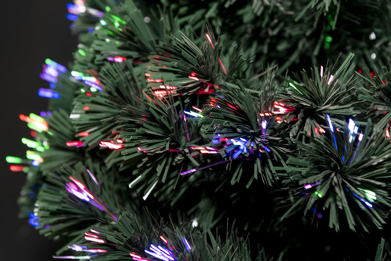 SHATCHI 2Ft/60cm Fibre Optic Christmas Multicolour Changing LED Decorations-Pre-Lit Green Artificial Xmas Tree Colourful Lights, PVC, 2ft - Gift Guide