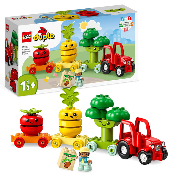 LEGO 10982 DUPLO My First Fruit and Vegetable Tractor Toy, Stacking and Colour Sorting Toys for Babies and Toddlers aged 1 .5-3 Years Old, Educational Early Learning Set