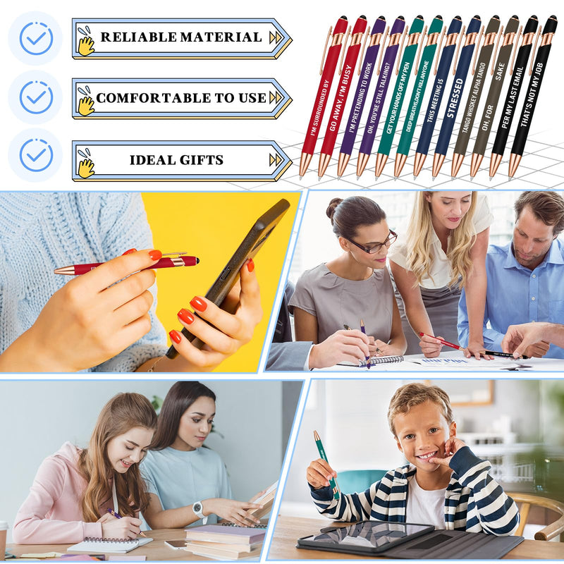 12 Packs Funny Ballpoint Pens Set for Colleagues Funky Stationery Quirky Gift Cheeky Novelty Pens Office Desk Accessories Work Leaving Gift for Colleagues Teachers Adults (Multi Colors,Stylus Style)