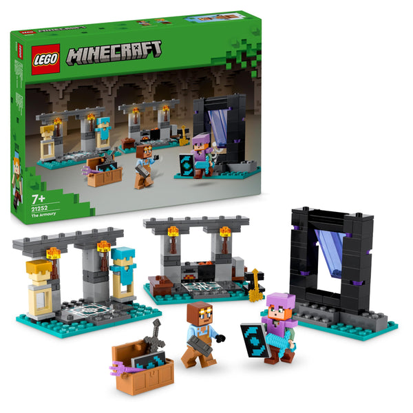 LEGO Minecraft The Armoury Building Toys for Kids, Boys & Girls aged 7 Plus Featuring Character Figures including Alex with a Diamond Sword, Weapons Set, Role-Play Gifts for Gamers 21252