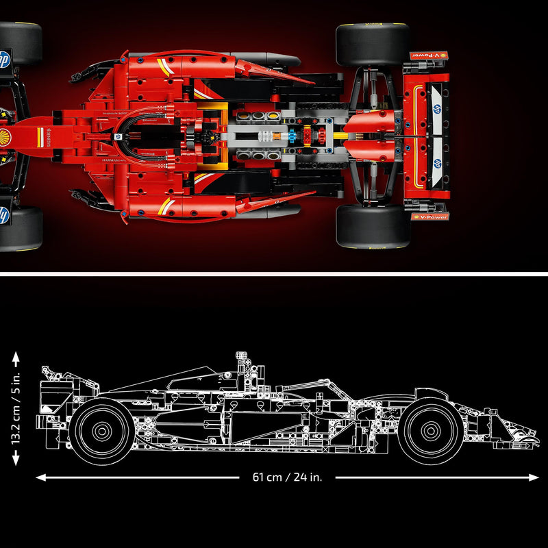 LEGO Technic Ferrari SF-24 F1 Car Model - Collectible Formula 1 Set with 1:8 Scale V6 Engine, Gear Box, Steering & DRS - Gift Idea for Adult & Teenage Racing Fans 42207