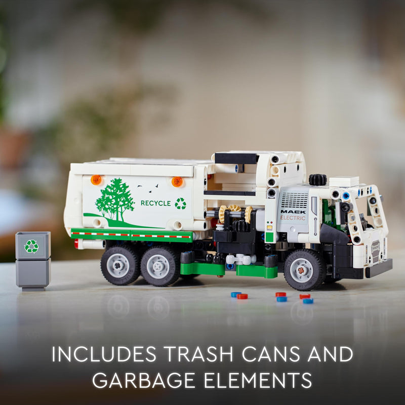 LEGO Technic Mack LR Electric Garbage Truck Toy for Boys & Girls aged 8 Plus Years Old, Recycling Bin Lorry with Realistic Features, Vehicle Gift Idea 42167